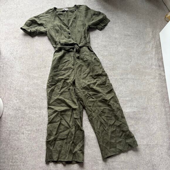 Anthropologie Pants - Whistles Olive Green Linen Jumpsuit